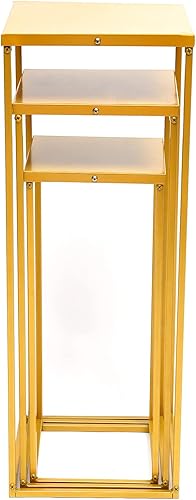 Miniatura 9 de Eapmic Soporte de flores de metal para boda, jarrón de piso, columna de soporte de flores, centro de mesa geométrico, jarrón para arreglos florales