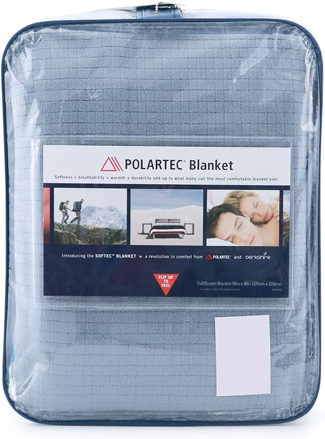 Berkshire Blanket Polartec Softec Microfleece Blanket | Lightweight Grid Fleece Blanket | Polar Blue | Full/Queen (90" x 90")