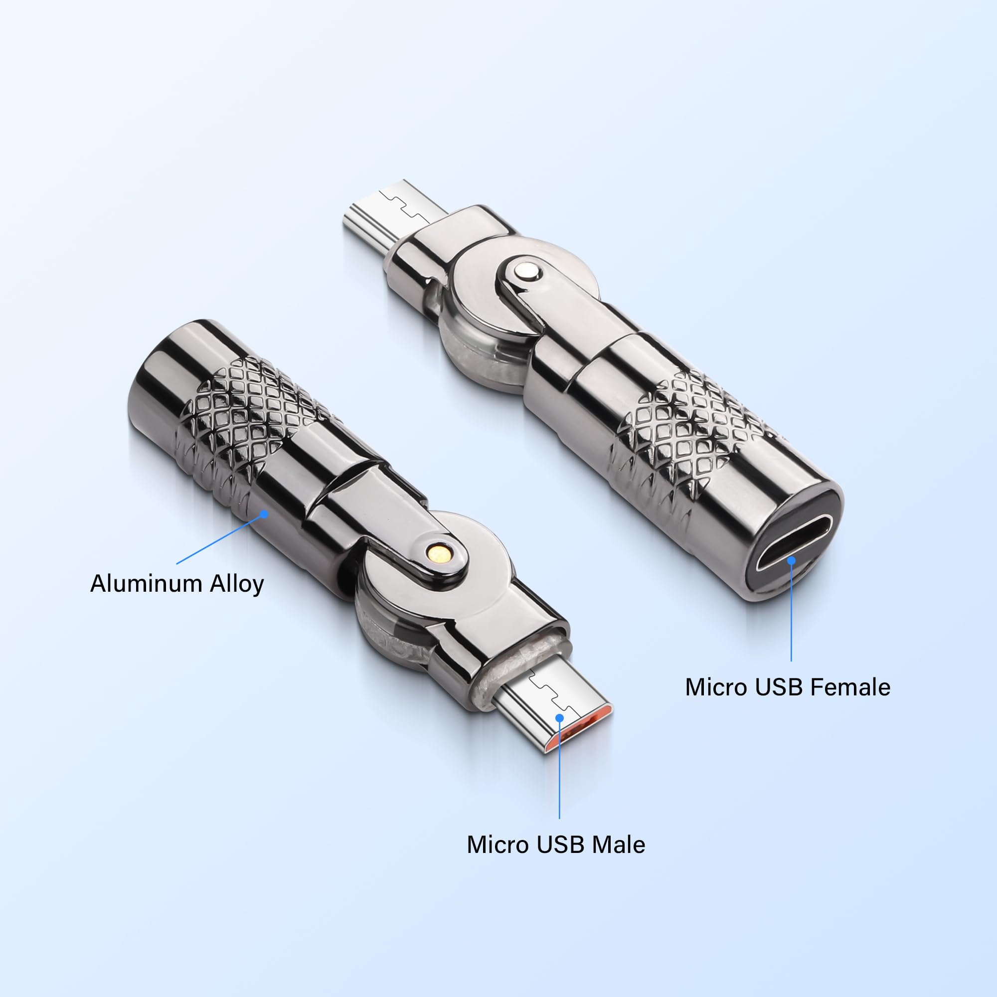 Adattatore Micro USB Femmina-Maschio A 180° – 2 Pezzi, Supporto Ricarica 2.4A E Dati 480Mbps Per Smartphone E Tablet - 2