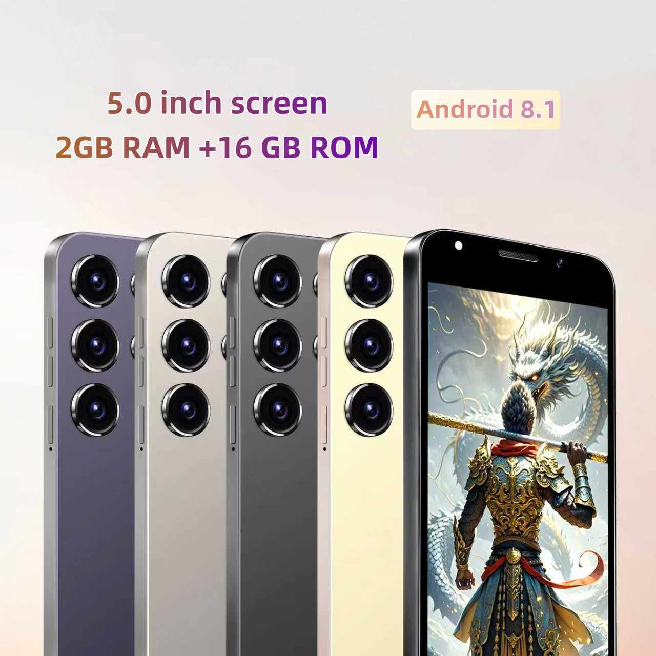 Telefono 4GLTE, doppia SIM + scheda TF, schermo da 5.0 pollici, doppia fotocamera, 2GRAM + 16GROM, estensione TF da 128GB, telefono senza contratto, per utenti principianti (T27black)