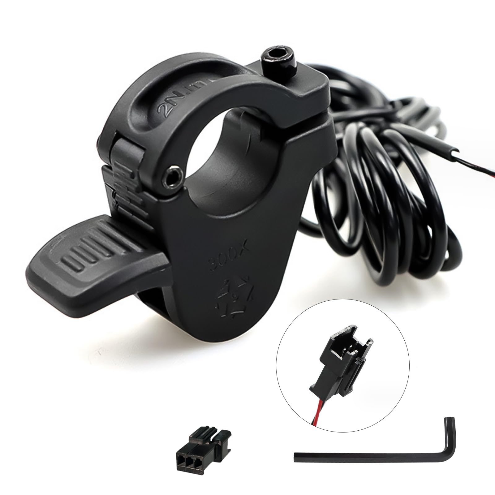 Electric Throttle 300X Thumb Throttle for 7/8inch 22mm Left and Right Handlebars 12v 24v 36v 48v 60v 72v Electric E-Bikes (SM Plug)