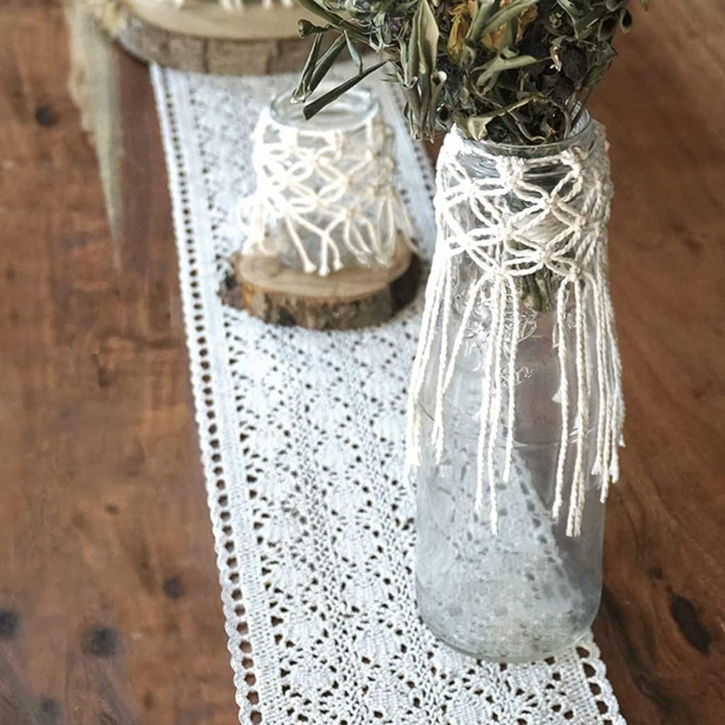 Table Runner Macrame for Wedding in Beige Creamtable Runner,Vintage Crochet Rustic , Wedding