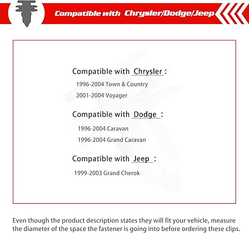 Miniatura 3 de OTUAYAUTO 6505539-AA Clips para panel de puerta, repuesto para Jeep Grand Cherokee 1999-2003 - 30 unidades