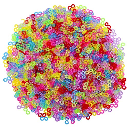 Loom Bands Kit 600 Pcs Crochets pour bracelets élastiques Accessoires de bandes de métier à tisser Clips de métier à tisser S Loom Bands Elastiques pour le bricolage tressé Elastiques Bracelet Collier