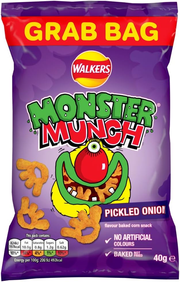 Walkers Monster Munch Pickled Onion Snacks Crisps 40g