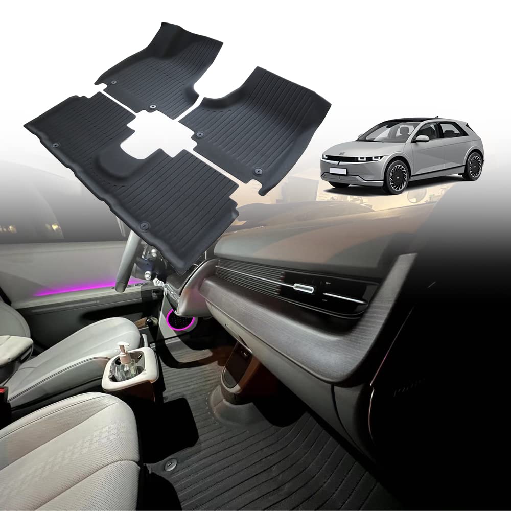 BestEvMod for Ioniq5 All Weather Floor Mats Accessories XPE Anti-High Temperatuer Odor Free Liner Floor Mats 1st&2nd Row Compatible with Hyundai Ioniq 5 2022 Accessories (Slide Console Version)