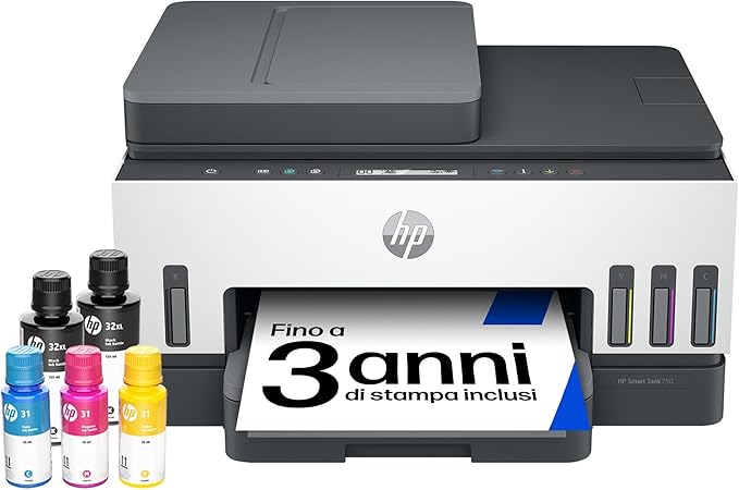 HP Smart Tank Plus 7305 AiO 28B75A, Stampante Multifunzione a Colori, Serbatoio d'Inchiostro ad Alto Volume di Stampa, Fino a 12000 Pagine (Nero) e 8000 Pagine (Colore), F/R Automatica, Wi-Fi, Grigia