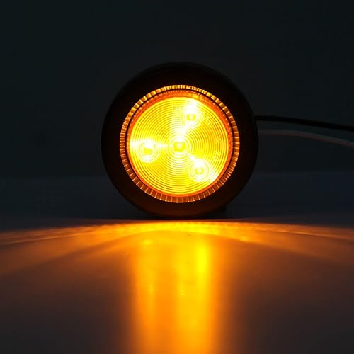 Miniatura 3 de 10 luces LED redondas de 2 pulgadas para remolques, 5 ámbares y 5 rojos sellados, 2 luces LED redondas de marcador de remolque, 4 LED con arandela