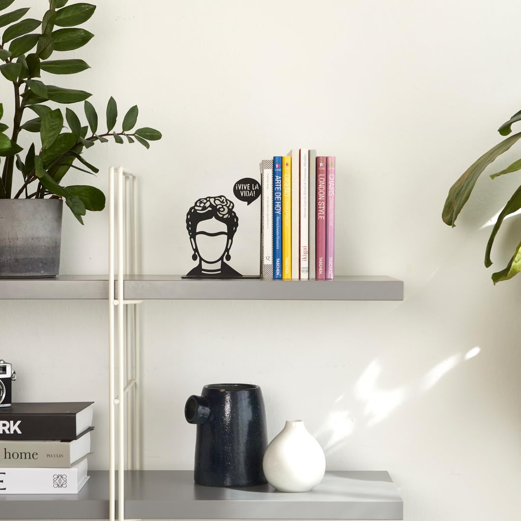 Balvi Buchstütze Frida Schwarz Farbe Buchstütze dekorative Figur mit der ikonischen Frida Eisen 17 cm