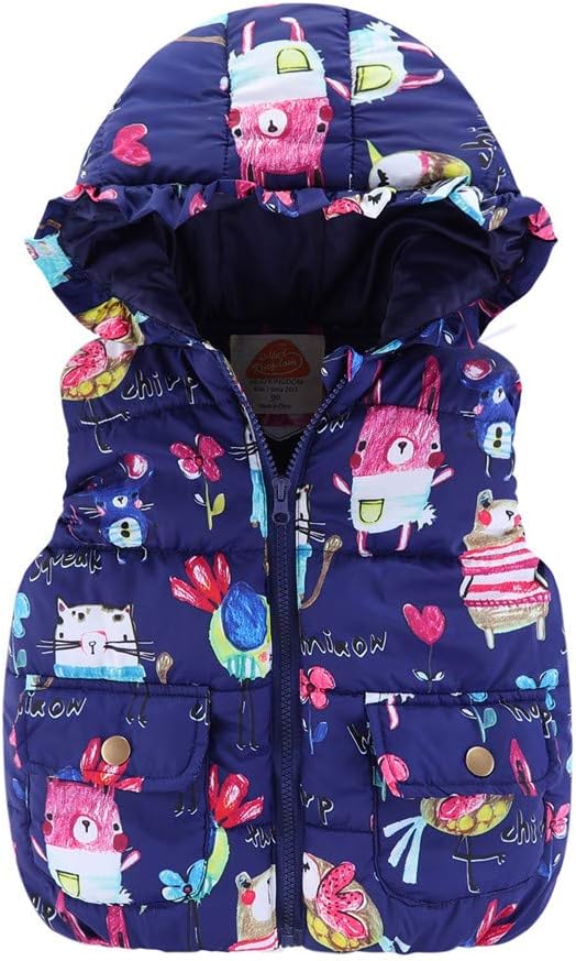 Mud Kingdom Cute Little Girls Vests Outerwear with Hood Animal
