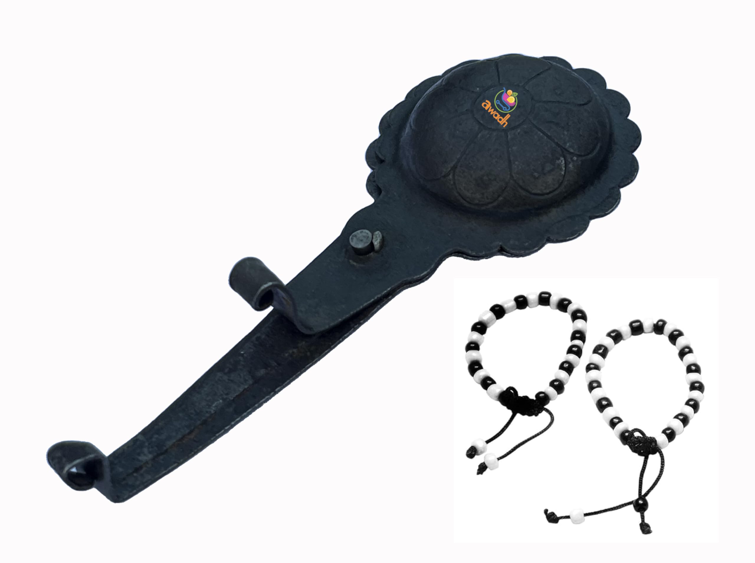 AWADH® Antique Handmade Traditional Black Iron Kajrota for Baby , New Born Baby Product, Desi Kajrota, Traditional Karjota, Loha Kajrota, Up kajrota (Come with 2 Nazariya/ black thread) for double protection)-picture-45