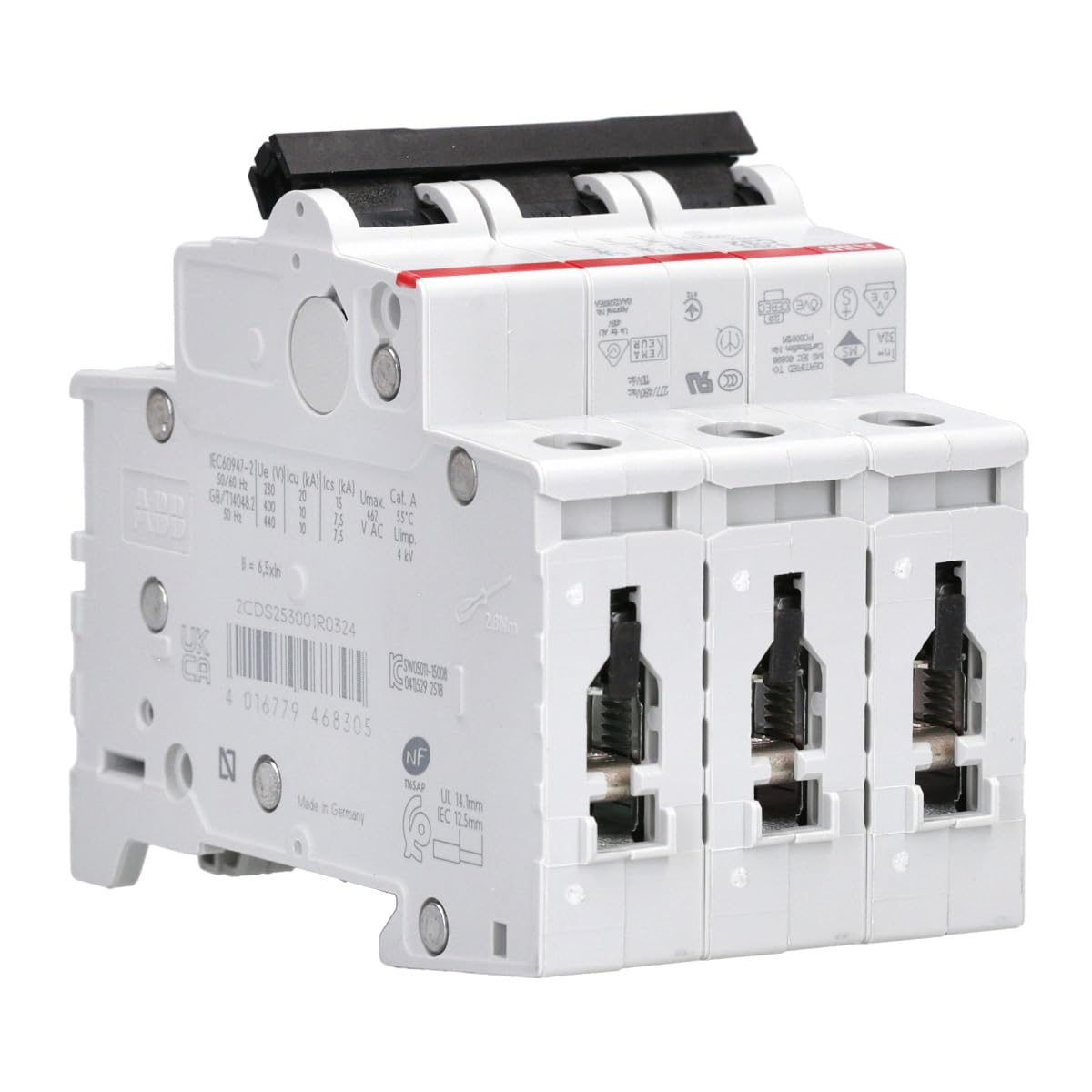 ABB S203-C32 Circuit Breaker showing detailed view of terminals