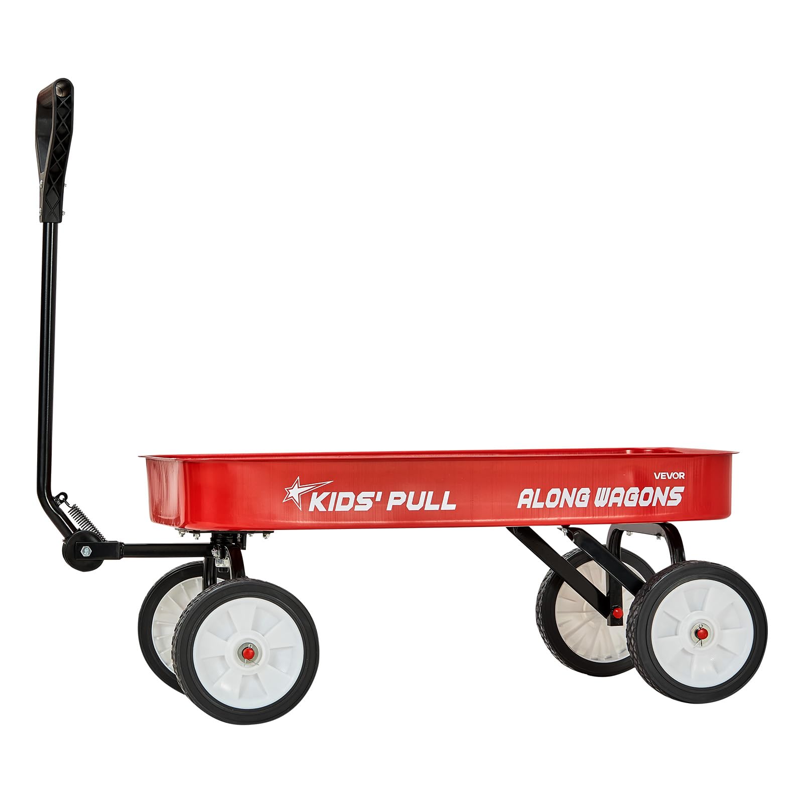 VEVOR Chariot à Tirer Enfants 101 cm Chariot Tout-Terrain Tout-Petits Métal, Charge 80 kg, pour Cadeau d'anniversaire Enfants, Jardinage, Plage, Camping, Aventures en Plein Air, avec Poignée, Rouge