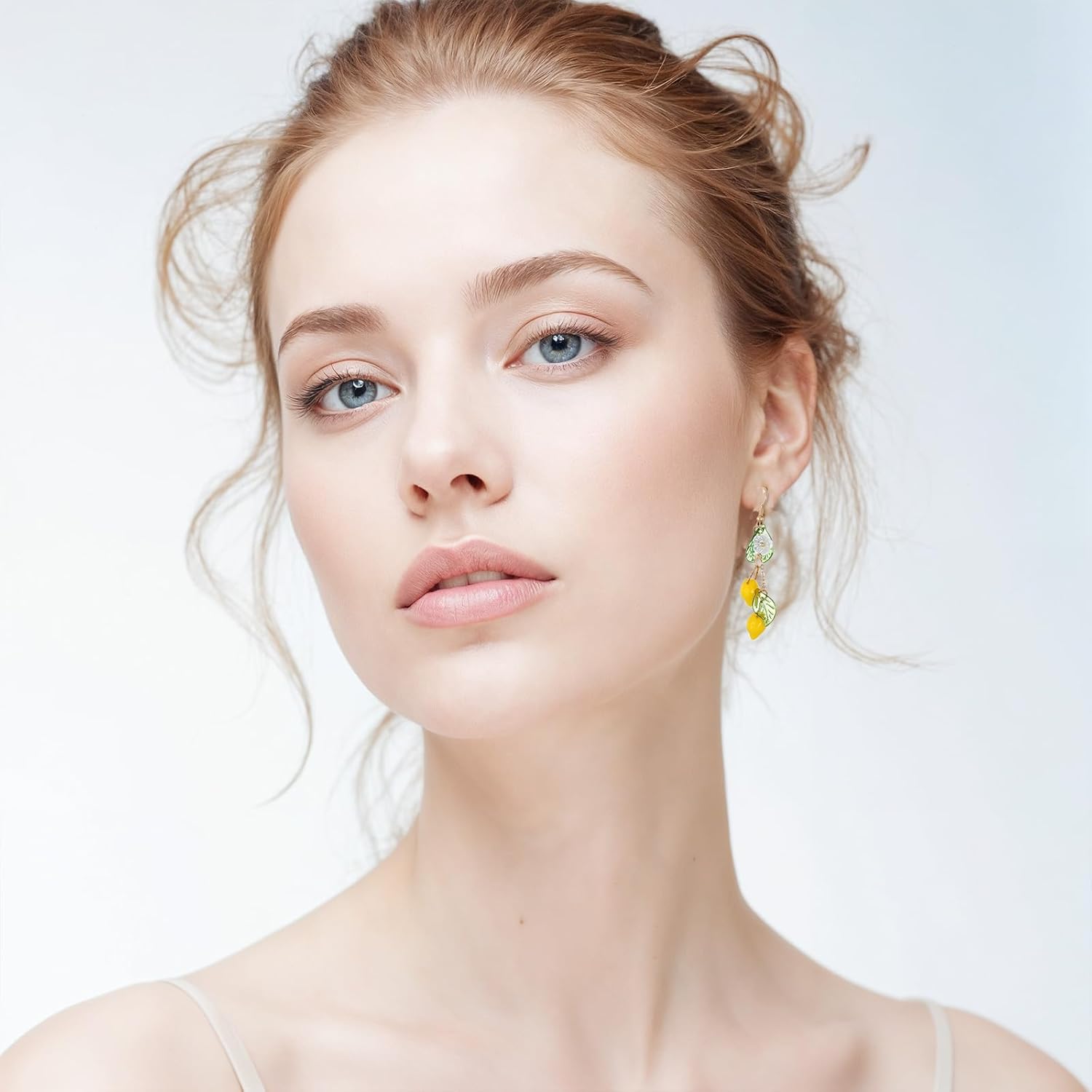 Bewudy Lemon Dangle Earrings, Yellow Lemon Hoop Earrings for Women, Fashion Fruit Earring for Birthday Valentine's Day Christmas Cosplay Gift - Image 3