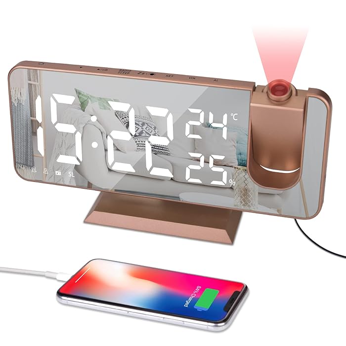 Buy EVILTO Projection Clock RadiosRose Gold Alarm Clock Time 180