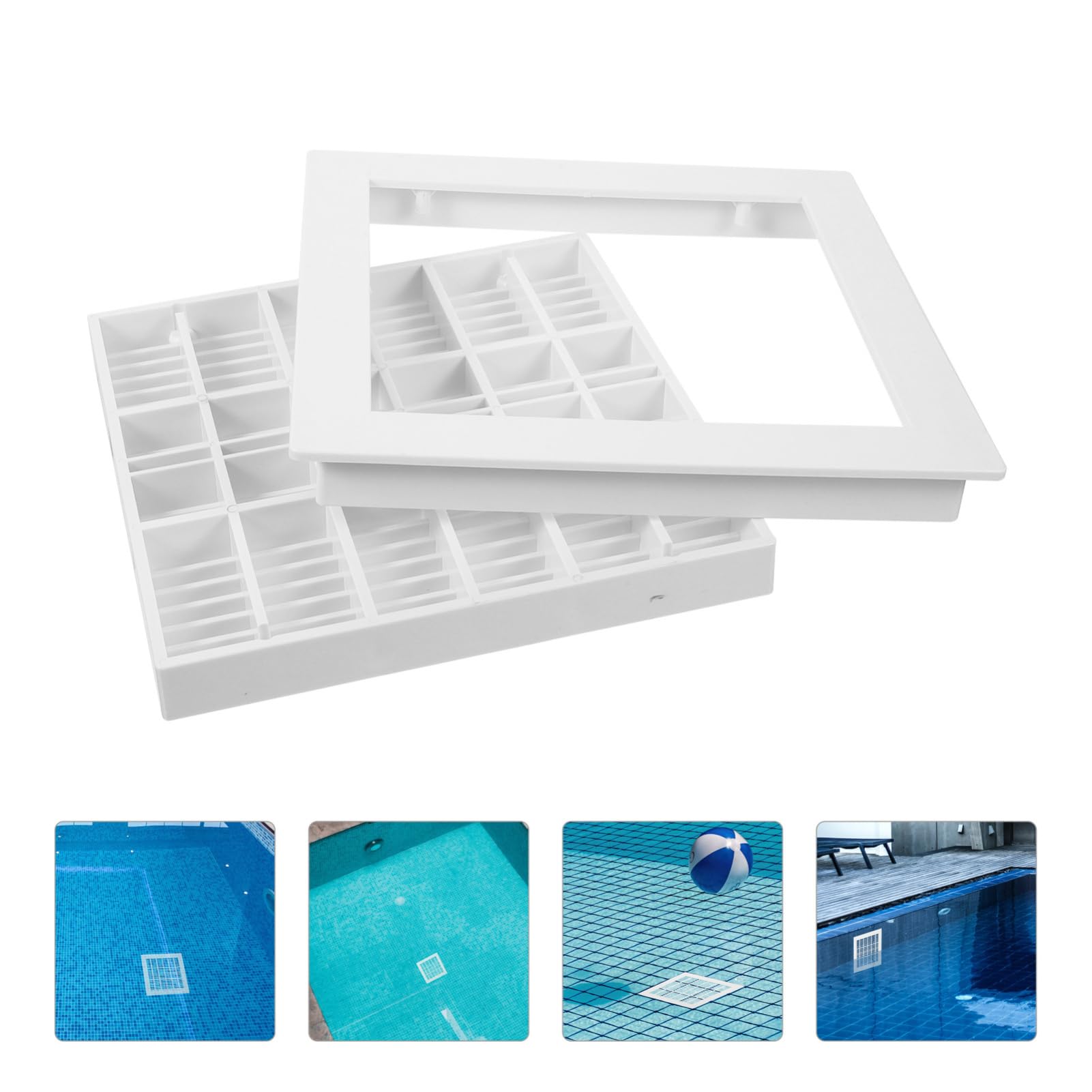 Happyyami Tapa de Drenaje de Piscina Cuadrada de Plástico White