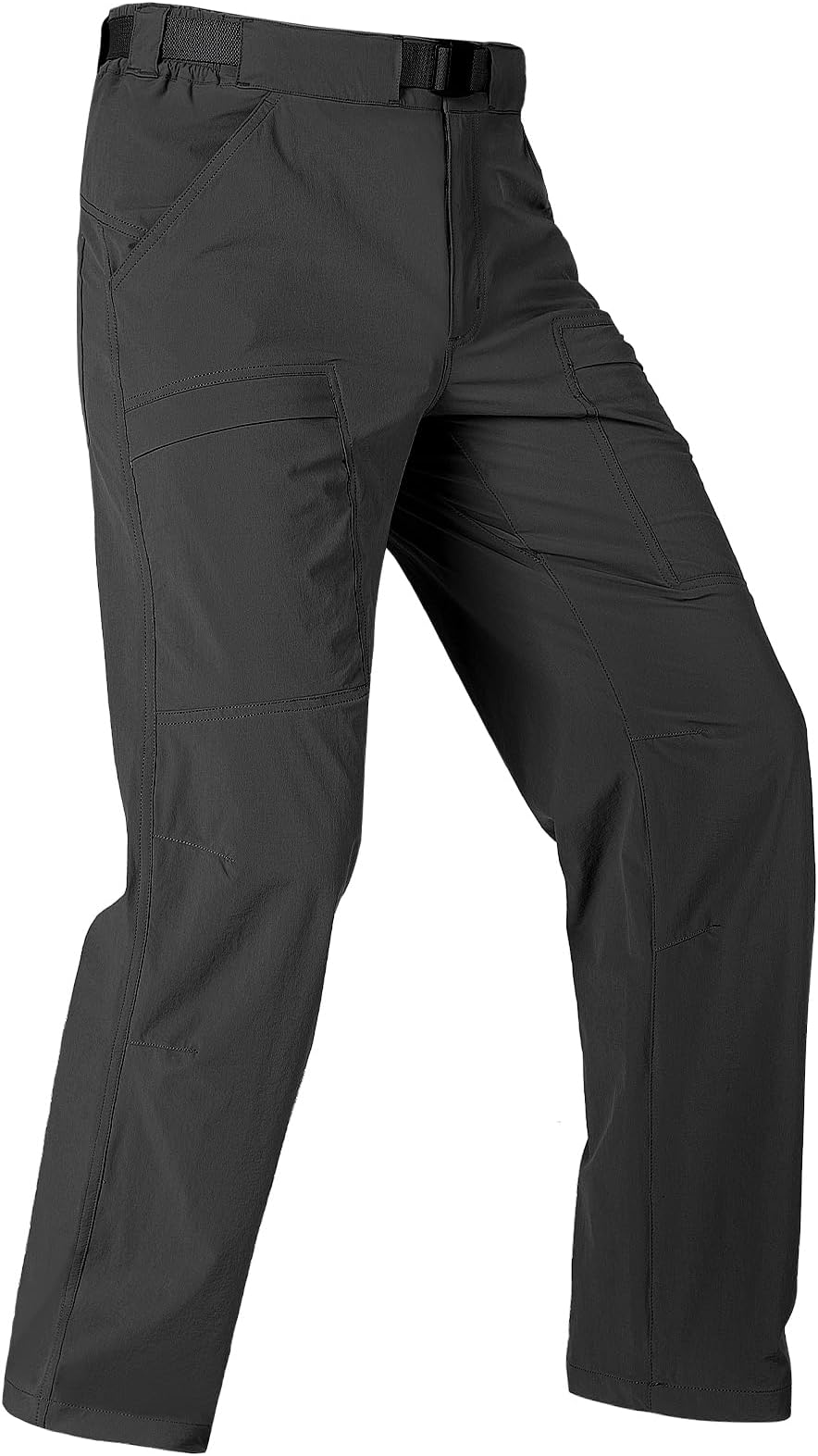 FREE SOLDIER Men's Outdoor Cargo Hiking Pants with Belt Lightweight Waterproof Quick Dry Tactical Pants Nylon Spandex (Black 40W/30L)