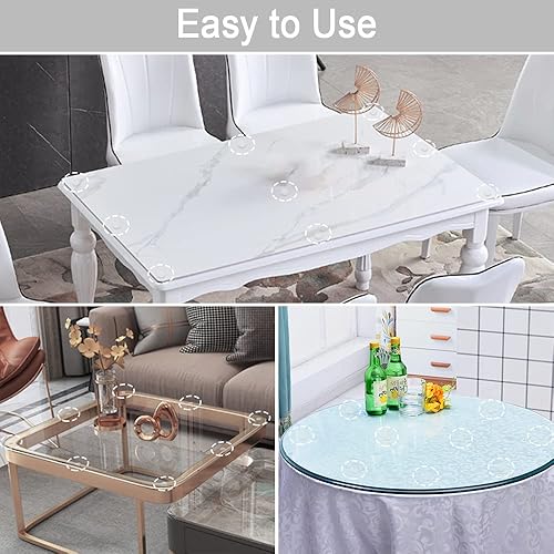 Miniatura 5 de Protector de mesa de vidrio suave extremadamente autoadhesivo, transparente, antideslizante y anti-arañazos para mesa de vidrio, almohadillas de