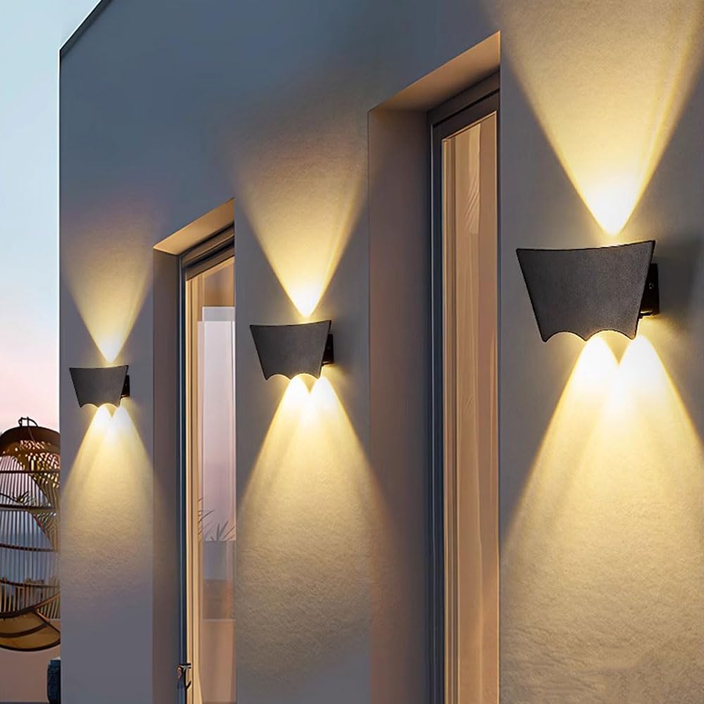 Aluminiowa lampa ścienna, czarne kinkiety zewnętrzne, kreatywna latarnia ścienna LED 6W, nowoczesne i proste kinkiety ścienne, ciepłe światło 3000K kinkiety do wnętrz i na zewnątrz