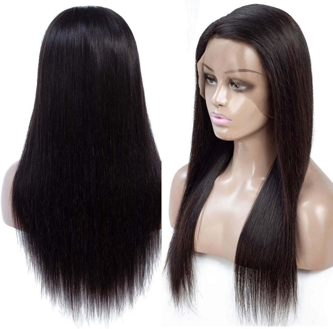 9A Lace Front Wigs Human Hair with Baby Hair Remy Brazilian Straight Lace Wigs for Women 13×4 Human Hair Lace Frontal Wig Pre Plucked Natural Color 24 Inch