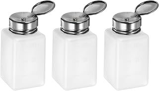 sourcing map 3 dispensadores de alcohol solvente de 180 ml, dispensador de líquido con tapa de acero inoxidable de sellado para limpiador de acetona, removedor de esmalte, color blanco