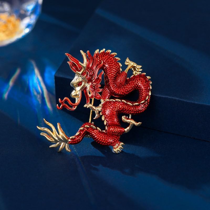 14K Gold Dragon Brooch for Blazers - Unique Zodiac Sign Accessory, Sophisticated Unisex Pin, Ideal Gift for Astrology Enthusiasts - Image 5