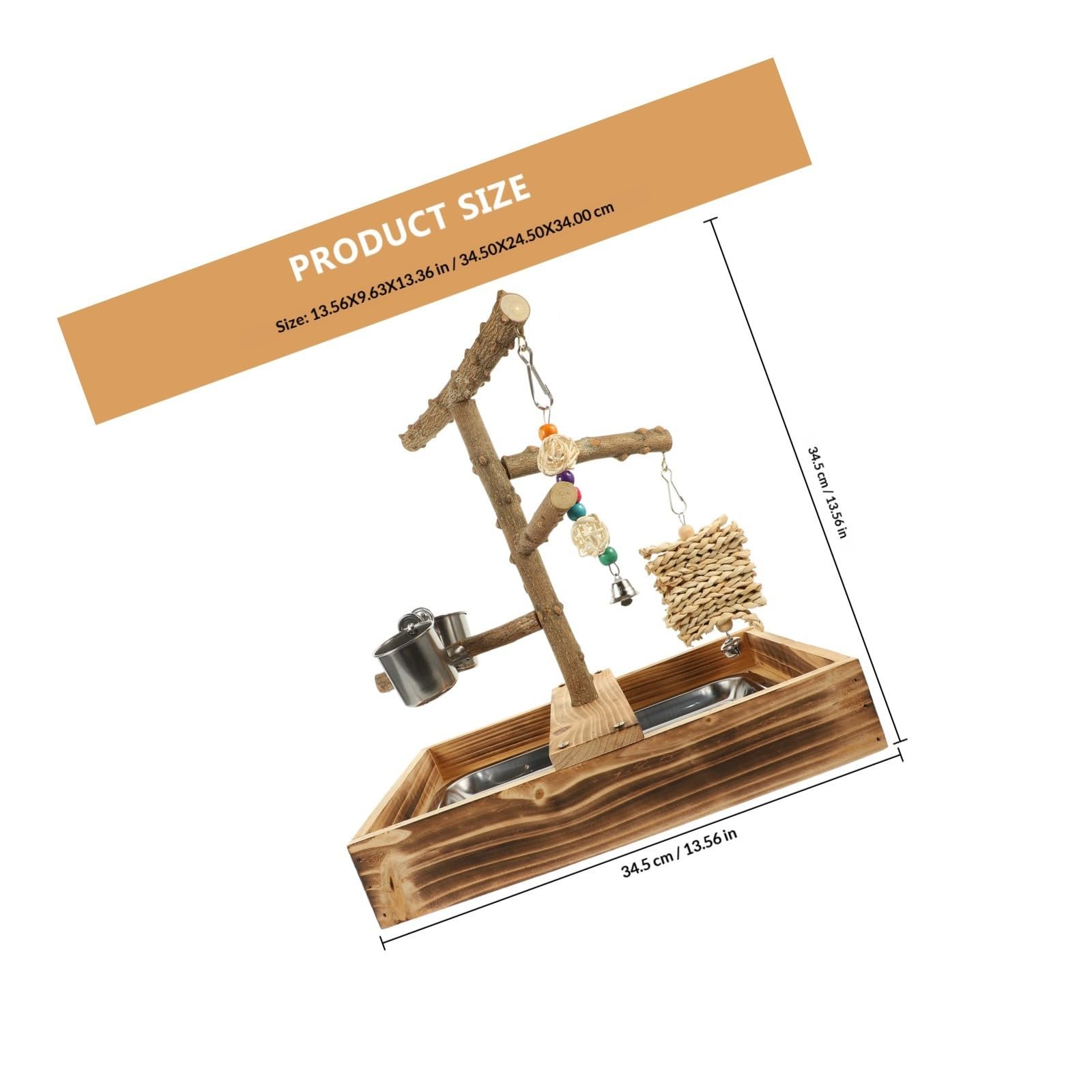 SOIMISS Support à Oiseaux en Bois Naturel pour Perruches et Perroquets, Perchoir Résistant Favorisant l'exercice et Jeu Interactif à Domicile