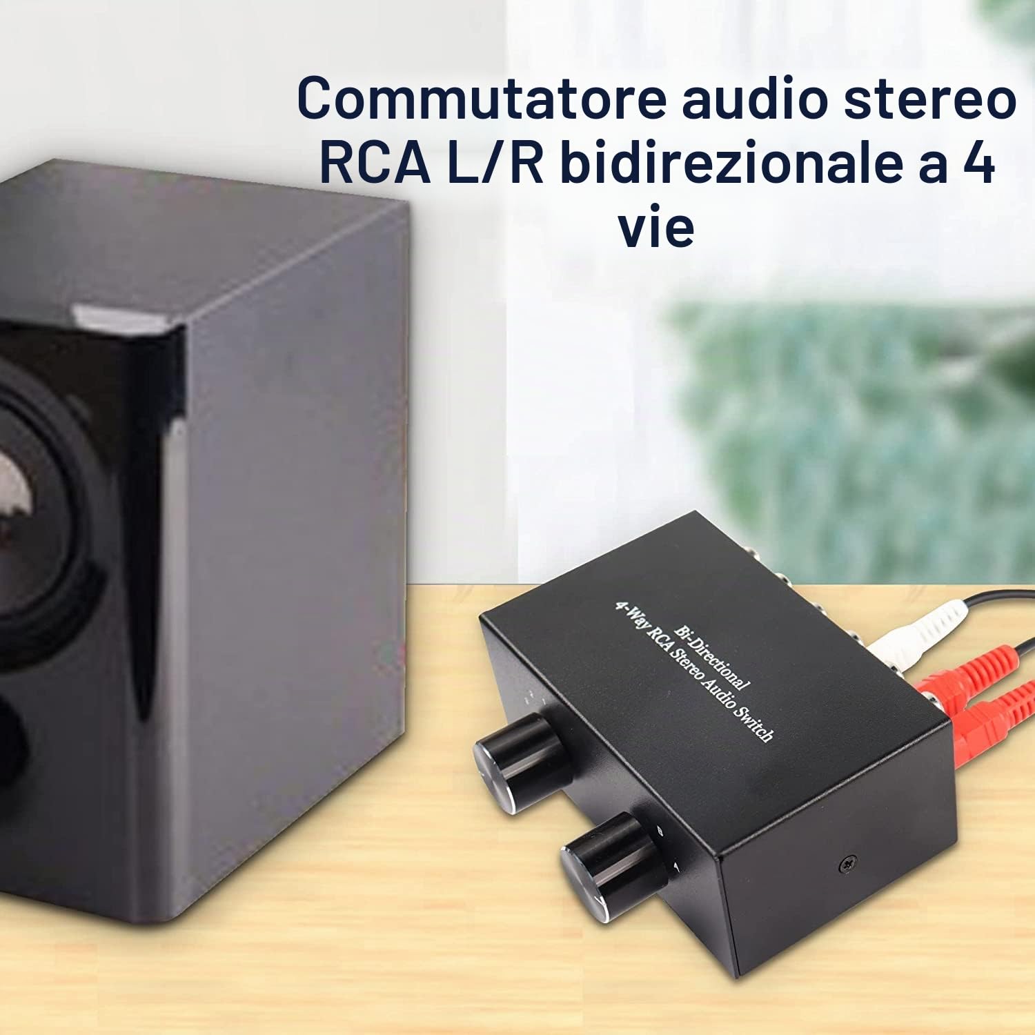 XMSJSIY Commutatore audio stereo bidirezionale L/R RCA a 4 vie, 2 in 4 uscite o 4 in 2 uscite, interruttore audio RCA L/R canale audio splitter audio selettore audio scatola interruttore per DVD