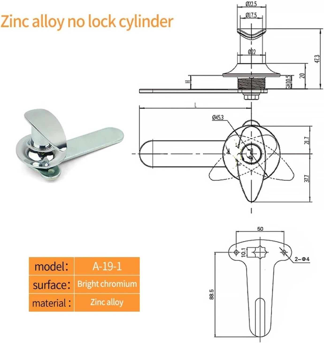 A-19-1 Cabinet Lock of the Same Model A-19 Elliptical Handle Device Network Chassis Mechanical(No Lock Cylinder)
