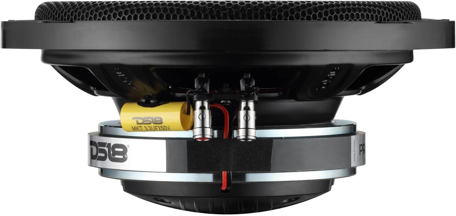 DS18 PRO-HY8.4MSL 8 Inches Shallow Hybrid Mid-Range Car Audio Loudspeaker with Built-in Driver and Grill Included 400W Max 200W RMS 4 Ohms (1 Speaker)