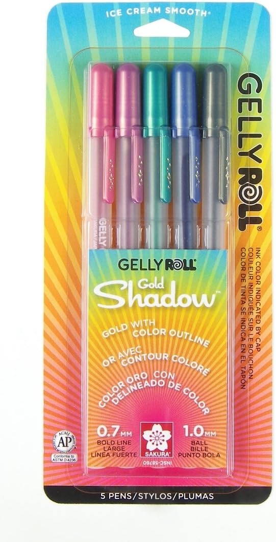 Sakura Gelly Roll Classic Bright White 3 Pens Sketch Draw Art Craft Colour Gold Shodow 58760 5 Pens