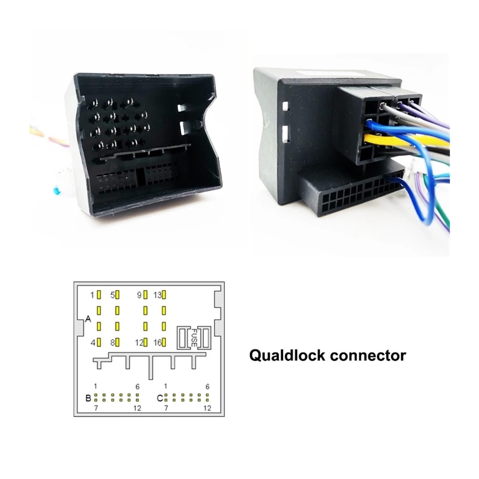 Adaptador de arnés de cableado de 16 pines for decodificador CAN-BUS, conector ISO Quadlock, compatible con Porsche 911, 996 Mk2, 997, Cayenne E1, Boxster y Cayman.(ISO QL CAN Bus ANT)