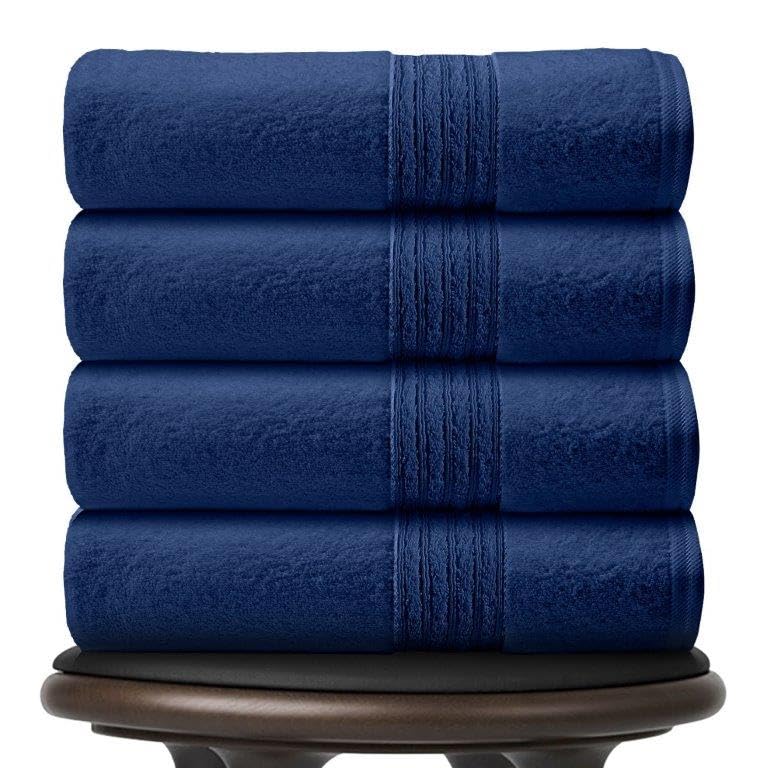 GC GAVENO CAVAILIA Bath Sheets Set of 4, Hotel Quality 450 GSM Blue Towels, Quick Dry Egyptian Cotton Towel 80 x 140 cm, 4Pk Bath Sheets Extra Large For Bathroom — image 1