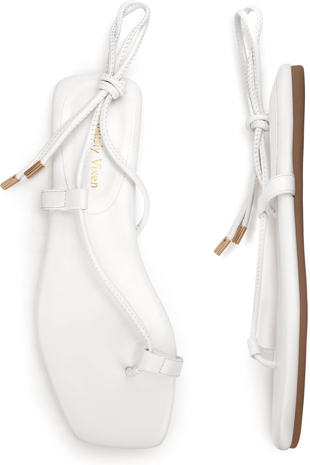 Women's Lace Up Sandals Strappy Flats Gladiator Wrap Flip Flop Tie Open Ring Toe Summer Shoes - Image 5