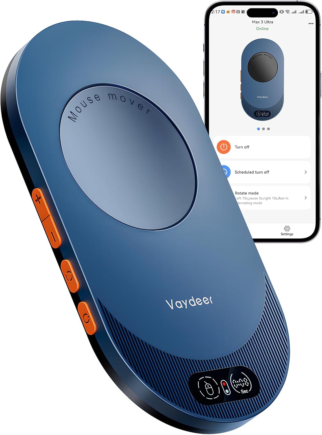 Vaydeer Ultra Slim Mouse Mover, Air 3 Mouse Jiggler with Adjustable Interval Timer, Undetectable & Noiseless, Simulates Realistic Movement, Driver-Free Shaker for Keeping The PC Active (Light Purple)