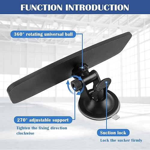Miniatura 3 de Espejo retrovisor con ventosa para automóvil, espejo de coche gran angular HD con diseño antideslumbrante y ajustable de 360, multifuncional para