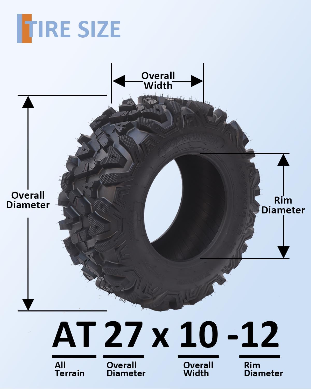 GarveeTech Set of 4 ATV/UTV All-Terrain Tires 27x8-12 Front & 27x10-12 Rear, 6 PR Tubeless, Off-Road Mud/Sand/Rock Performance, Rims Not Included
