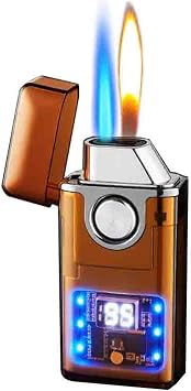 This Smart Voice-Controlled Creative Dual-Flame Butane Lighter is a Portable Metal Lighter Suitable for Personal use or as a Gift.C