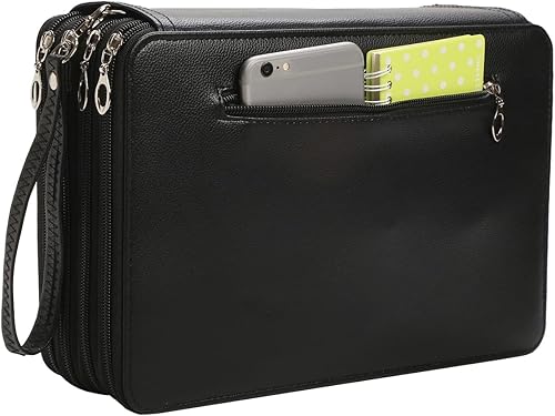 YZK Estuche para lápices de colores con 72 ranuras, de piel sintética, con cierre de cremallera, color naranja para bolígrafos o marcadores de