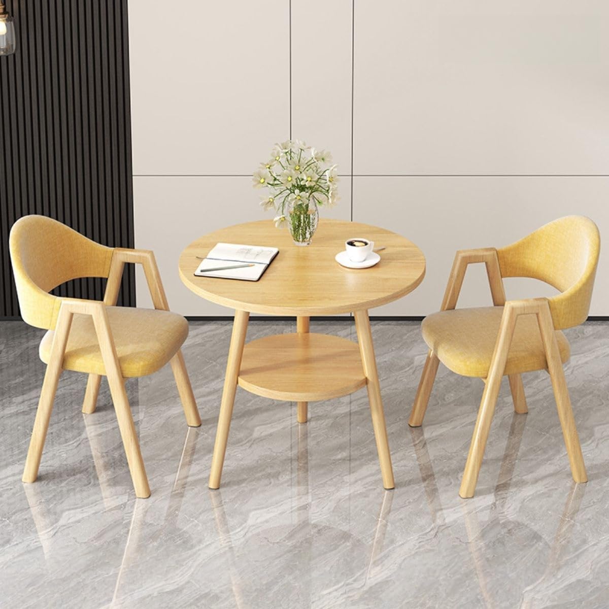 Office Reception Desk and Chair Set, Small Dining Table with Chairs, Business Coffee Leisure Table and Chair Set for Lounge, Living Room, Kitchen, Cafe, Small Spaces