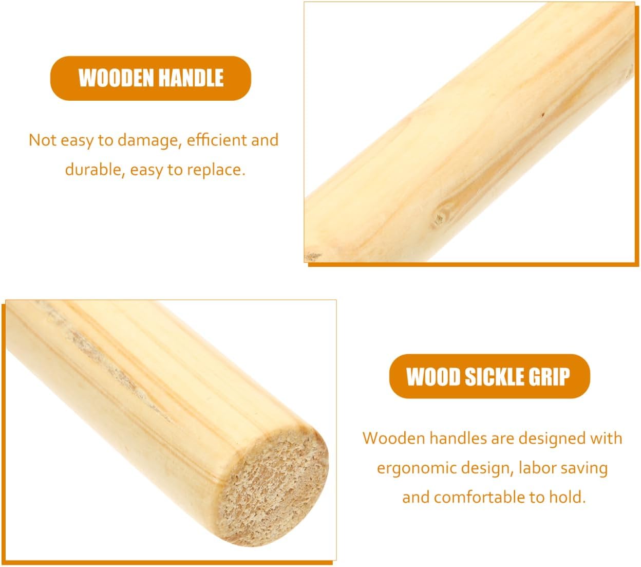 Wooden Scythe Handle Replacement Grip 15.35 Inch Non-Skid Ergonomic Garden Tool Handles for Shovel Hoe Sickle 4 Pack