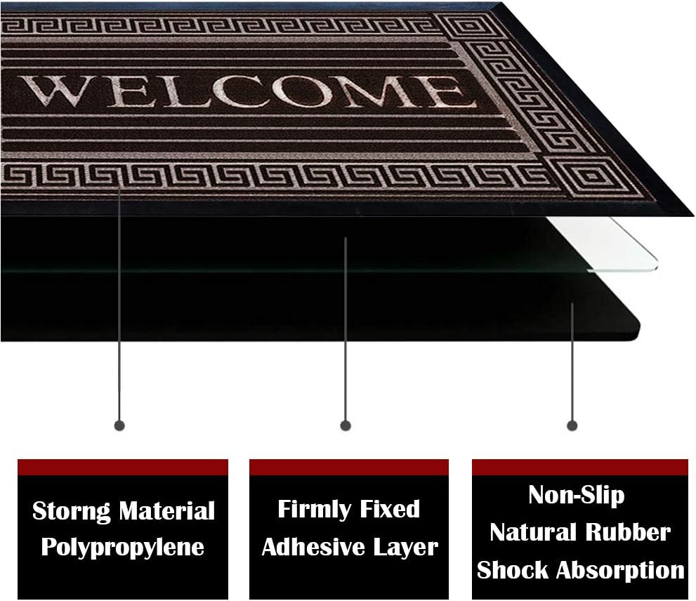Extremely Durable Doormat - 17" x 29.5" - Outdoor Door Mat Welcome Non Slip with Rubber Backing - Low-Profile Heavy Duty Door Mats - Easy Clean Door Mat For Entrance, Patio, High Traffic Areas