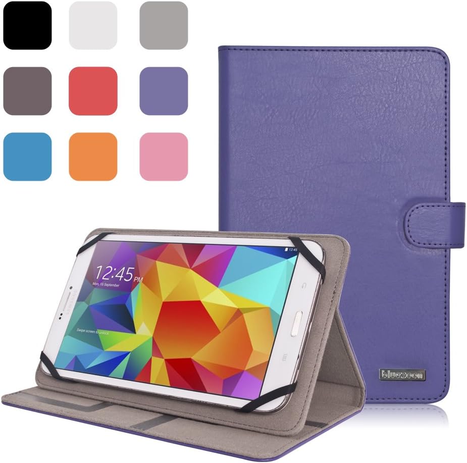 Universal Folio Case for 7.0 Inch 8.0 Inch Tablet, Leather Stand Protector Case Cover with Multi-angle Stand for 7" 8" Touchscreen Tablet, Dragon Touch, Chromo Inc, ProntoTec, NeuTab, Nextbook, Tagital, Alldaymall, Astro Queo, iRulu, ASUS, Acer, Toshiba, RCA, iView, Dell, HP, iPad mini, Nexus, Galaxy Tab, Android tablet (Fit for Device Dimension Between:4.37inch7.40inch and 5.06inch8.62inch) (Purple)