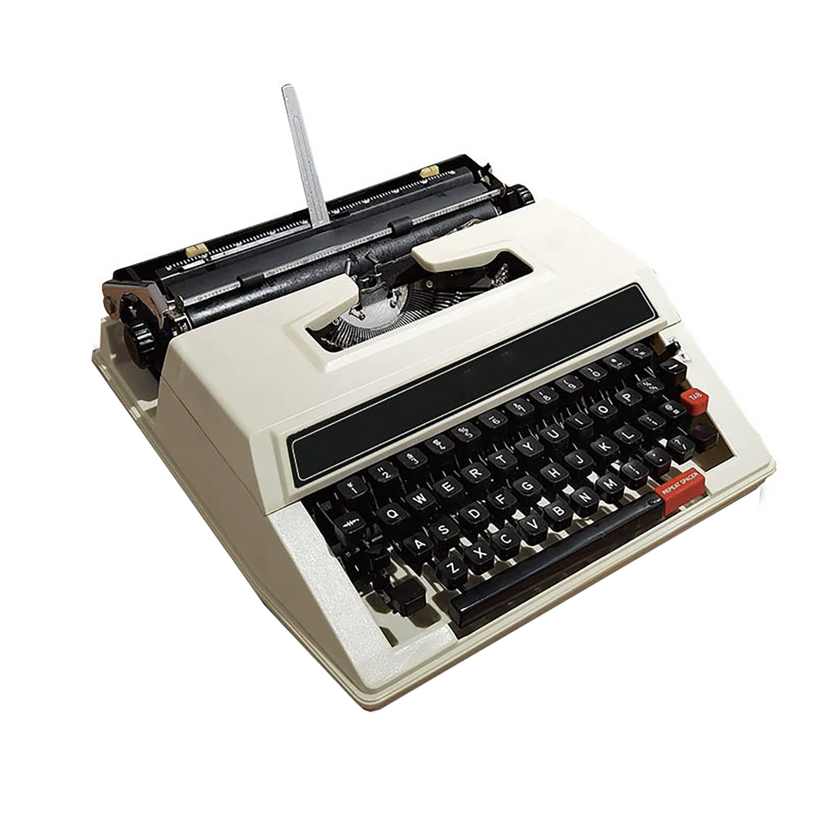WhiteMechanical English Typewriter, Old-Fashioned Traditional Portable Manual Typewriter for Notes Or Letters Or Creative Writing
