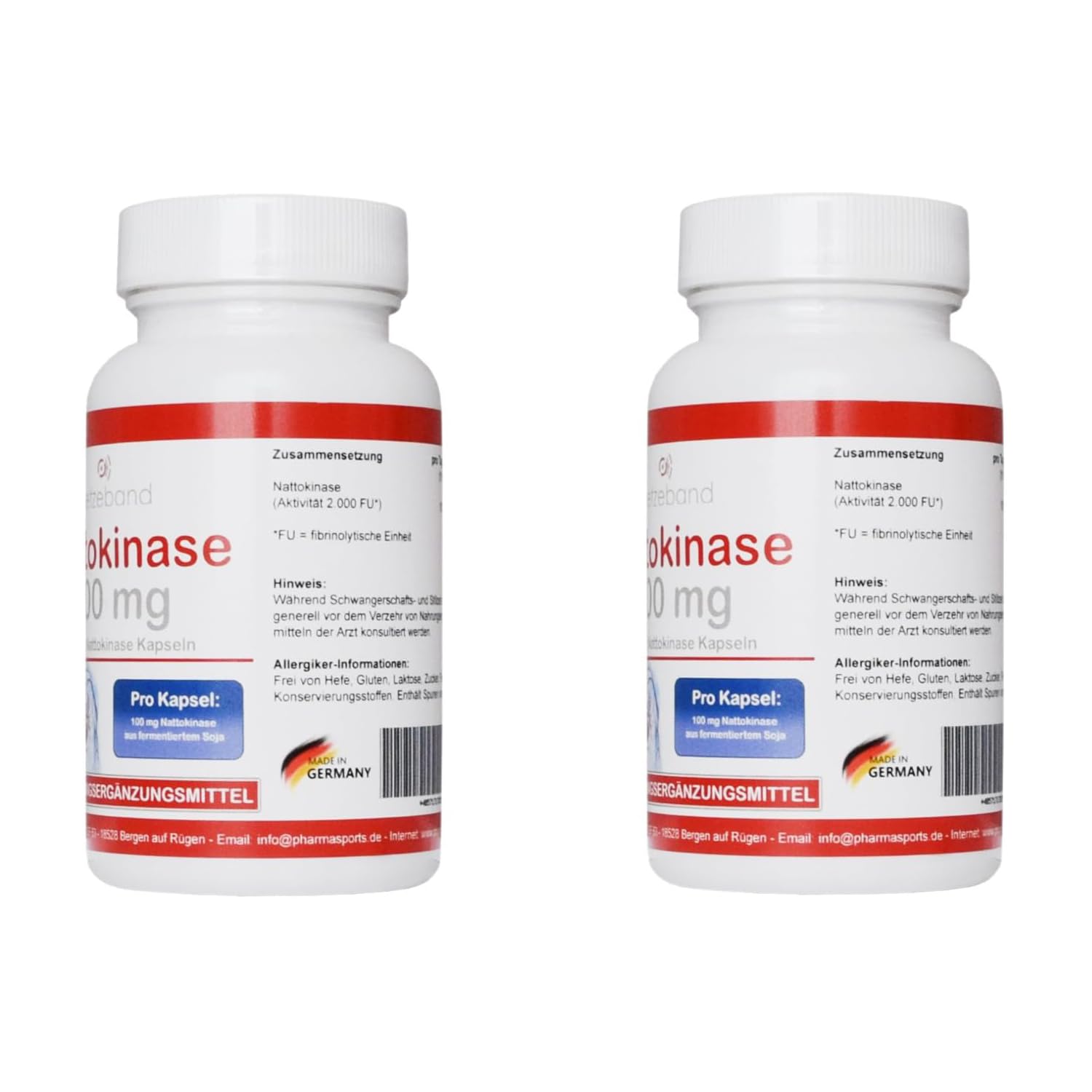 Nattokinase - 2.000 FU - 100 mg Nattokinase - für 6 Monate - 180 vegetarische Kapseln Netzeband (2 Packungen a 90 Kapseln)