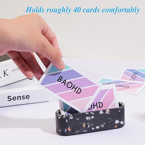 Miniatura 4 de Tarjetero de terrazo para escritorio, bonito soporte para tarjetas de visita de concreto, pantalla ovalada para tarjetas de visita, soporte para