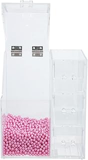 Cabilock Makeup Brush Holders Makeup Brush Organizer with Pink Pearls Cosmetic Cotton Pad Holder Make Up Organizator for Bathroom Dresser Vanity and Countertop