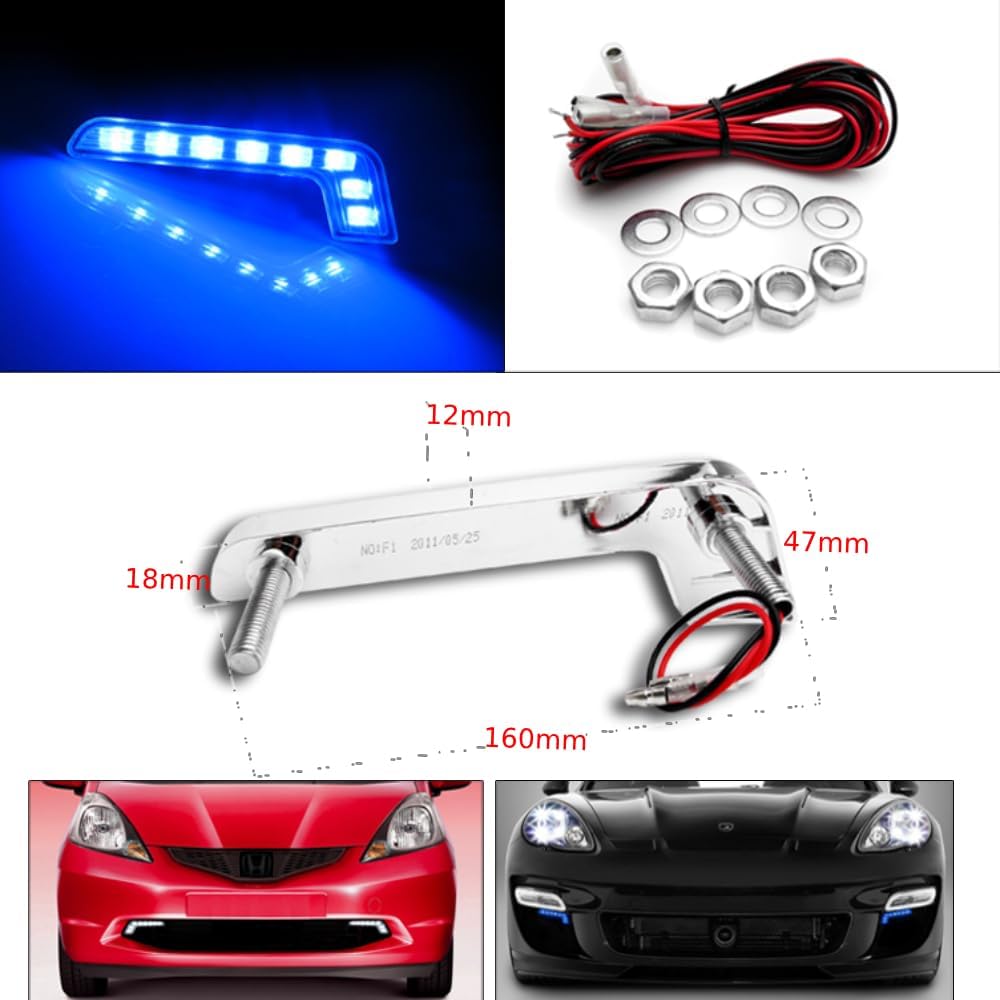 Replacement Chrome Headlights Headlamps with 6.25" Blue LED DRL Lights For 2000-2005 Cadillac DeVille