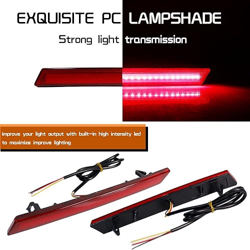 Miniatura 7 de Tonsya Lente roja para 2013 2014 2015 2016 2017 Cadillac XTS parachoques Reflector luces traseras vivienda señal de giro freno parada y carcasa