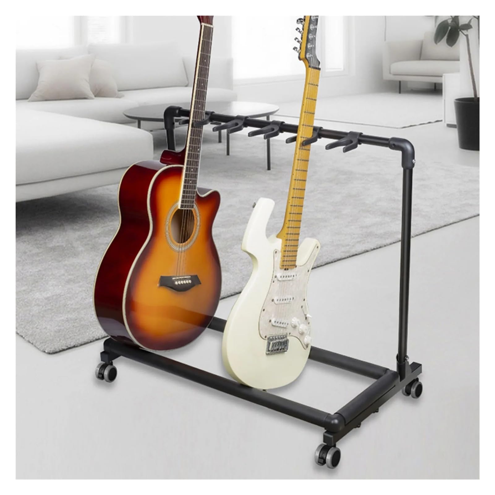 Supporto for chitarra Supporto for esposizione for chitarre multiple in metallo multiplo ed EVA con ruote for negozi di chitarre(S)